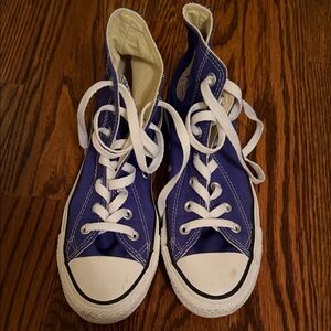 Women's High-Top Canvas Sneakers - Blue